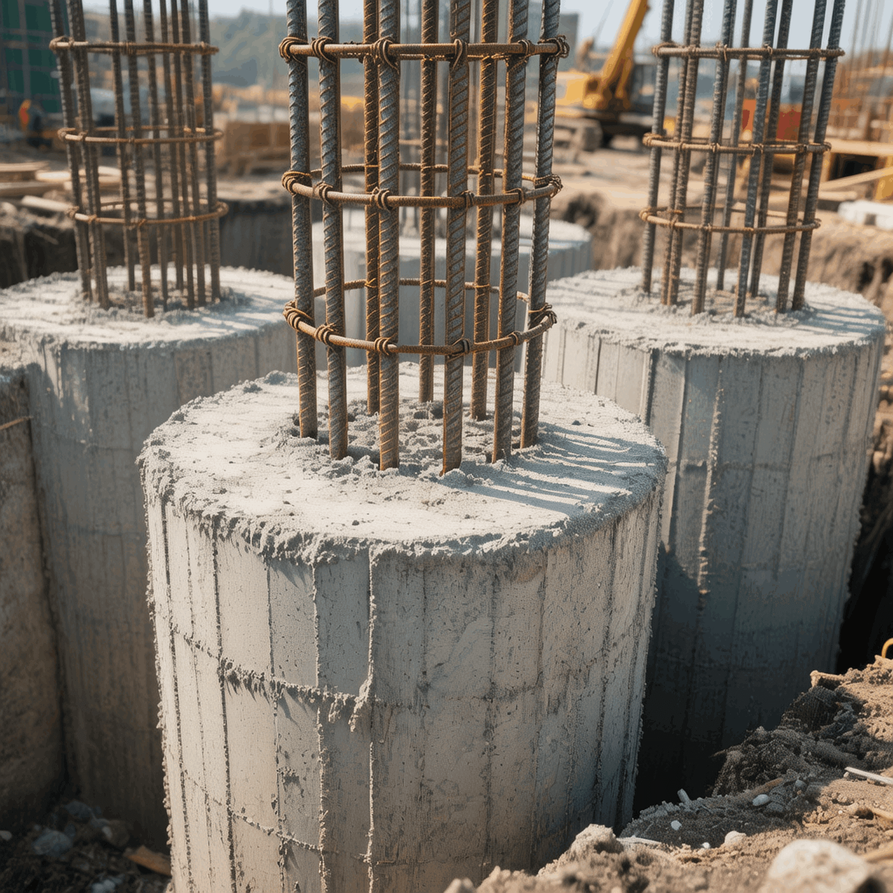 Drilling rig forming an excavation shoring with secant piles