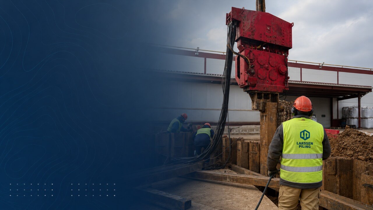 Vibro Installation of Sheet Piles at Construction Site