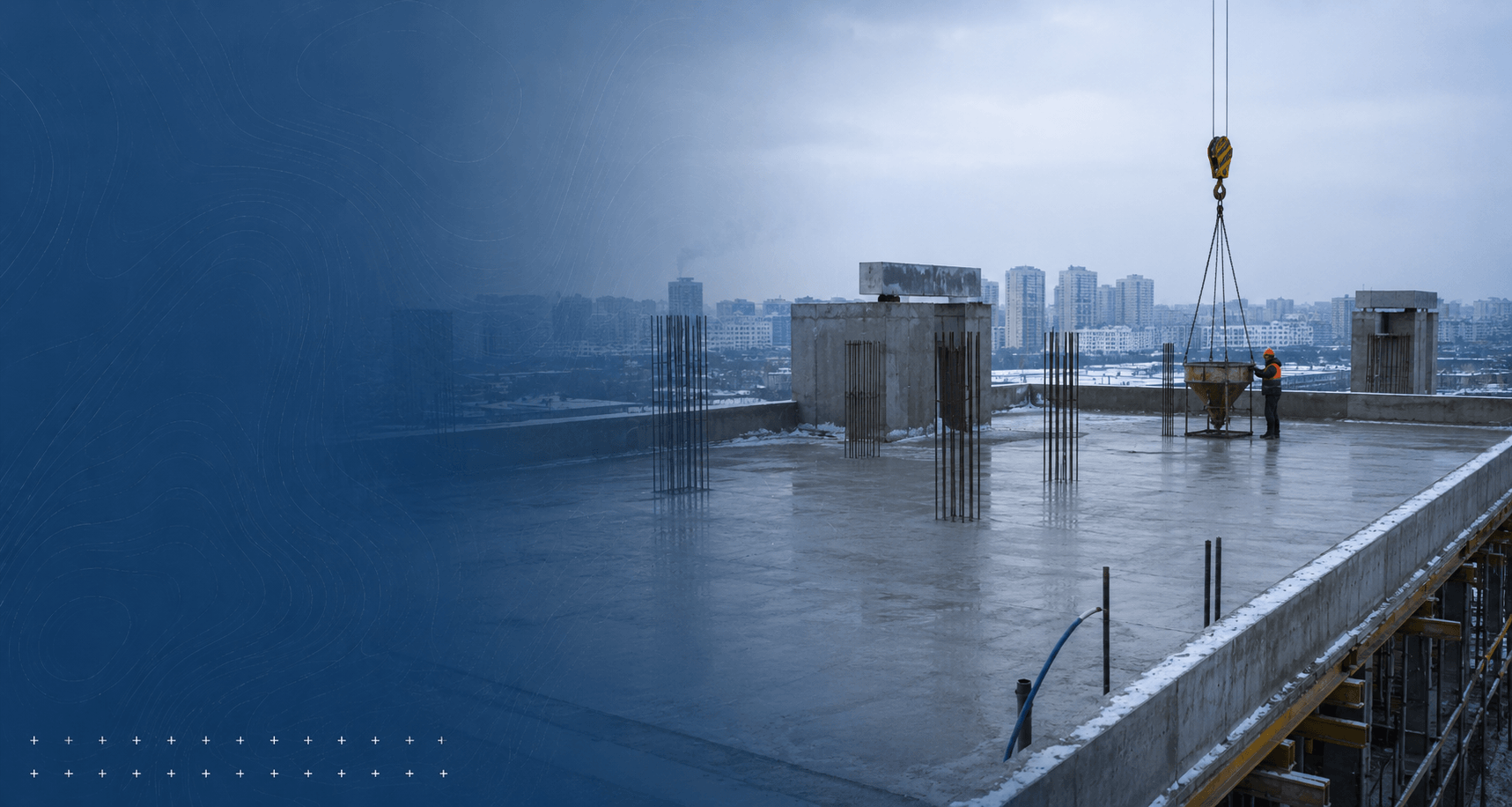 Concreting of a monolithic roof covering of a building