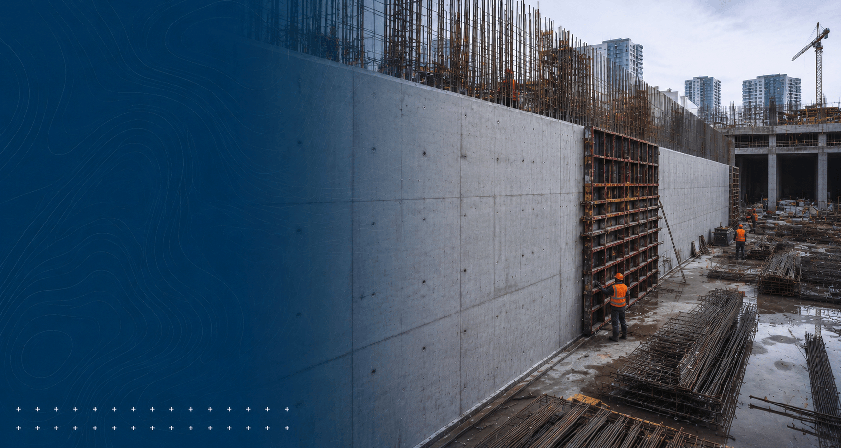 Installation of a monolithic fire-resistant wall at a construction site